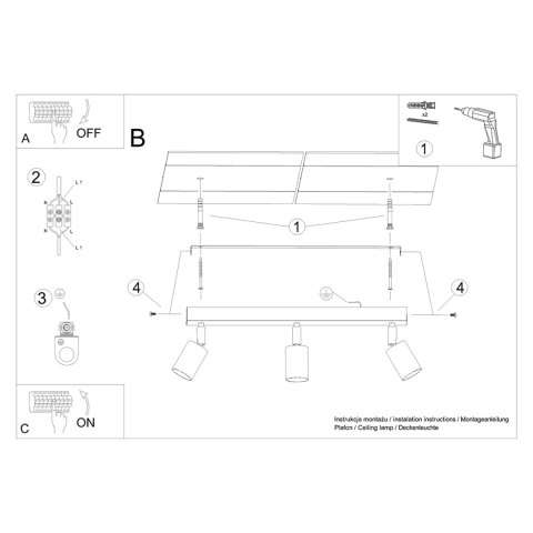 Sollux Lighting Plafon VERDO 3L biały