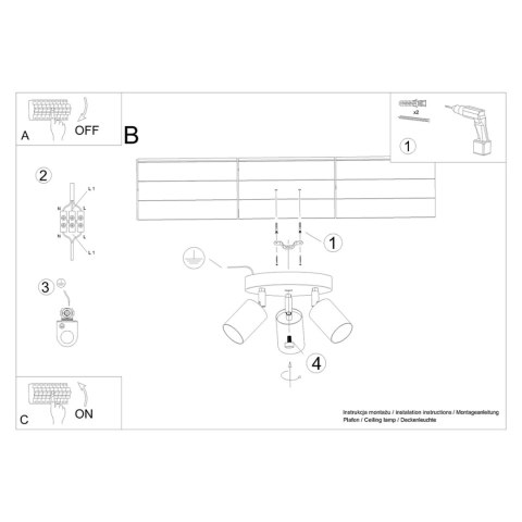 Sollux Lighting Plafon VERDO 3P biały