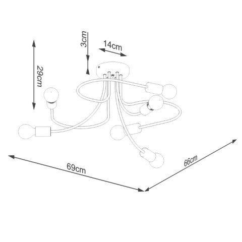 Sollux Lighting Żyrandol LEVAR 6 czarny