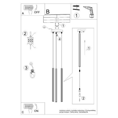 Sollux Lighting Lampa wisząca ARCHE 3P złota