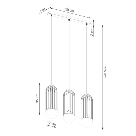 Sollux Lighting Lampa wisząca BRINA 3L czarna