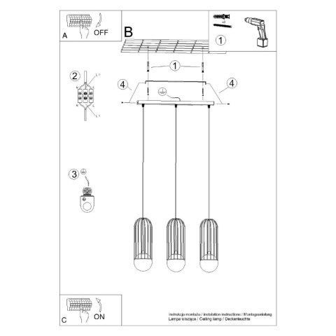 Sollux Lighting Lampa wisząca BRINA 3L czarna