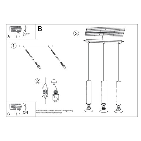 Sollux Lighting Lampa wisząca LAGOS 3L zielona oliwka