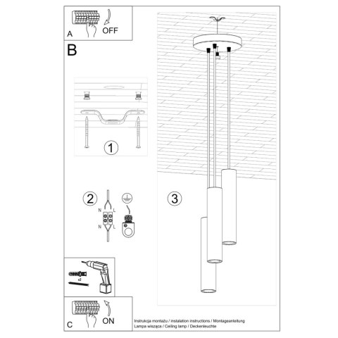 Sollux Lighting Lampa wisząca LAGOS 3P beżowa