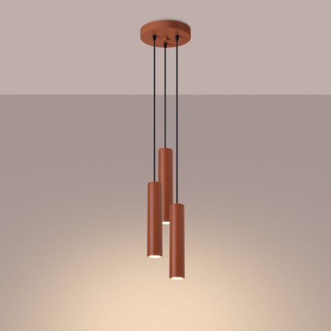 Sollux Lighting Lampa wisząca LAGOS 3P ochra czerwona