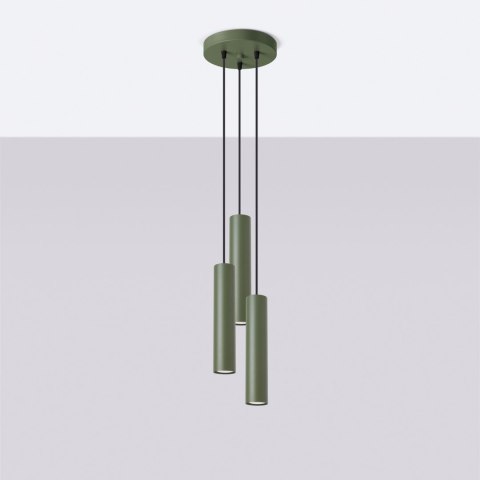Sollux Lighting Lampa wisząca LAGOS 3P zielona oliwka
