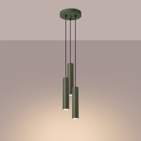 Sollux Lighting Lampa wisząca LAGOS 3P zielona oliwka