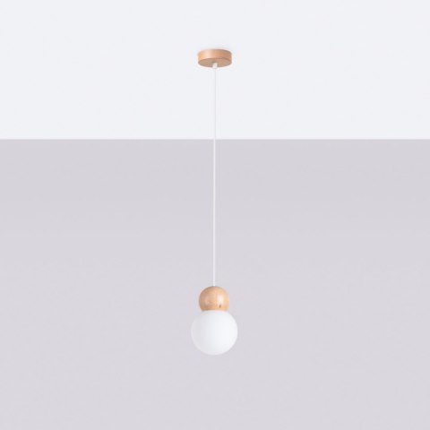 Sollux Lighting Lampa wisząca PEKKA 1 biała/naturalne drewno