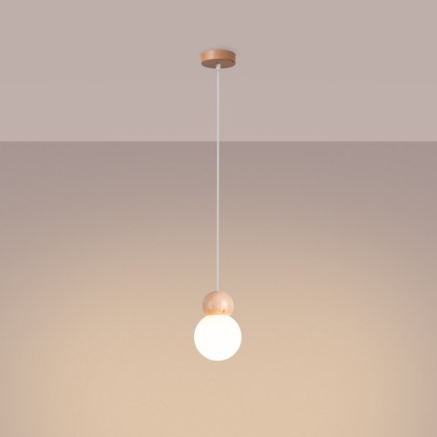 Sollux Lighting Lampa wisząca PEKKA 1 biała/naturalne drewno