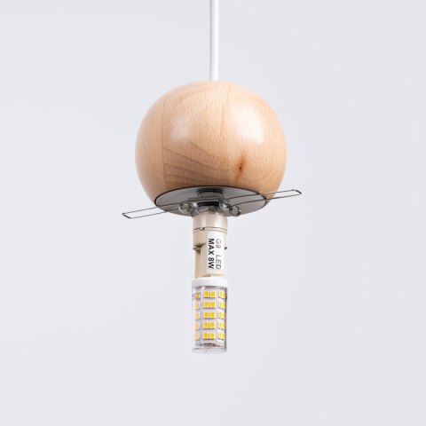 Sollux Lighting Lampa wisząca PEKKA 1 biała/naturalne drewno