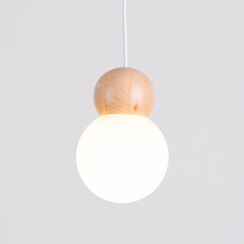 Sollux Lighting Lampa wisząca PEKKA 3P biała/naturalne drewno