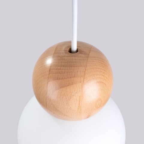 Sollux Lighting Lampa wisząca PEKKA 3P biała/naturalne drewno