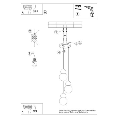 Sollux Lighting Lampa wisząca PEKKA 3P biała/naturalne drewno