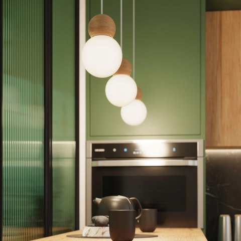 Sollux Lighting Lampa wisząca PEKKA 3P biała/naturalne drewno