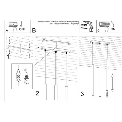 Sollux Lighting Lampa wisząca PASTELO 3 ochra czerwona