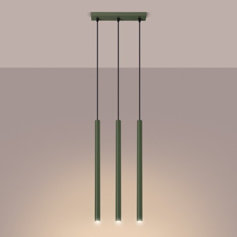 Sollux Lighting Lampa wisząca PASTELO 3 zielona oliwka