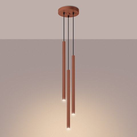 Sollux Lighting Lampa wisząca PASTELO 3P ochra czerwona