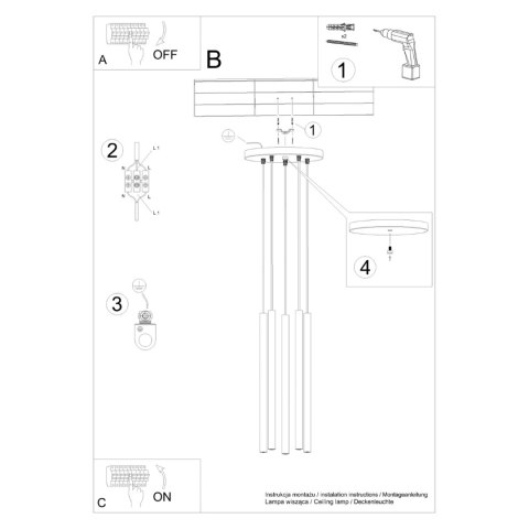 Sollux Lighting Lampa wisząca PASTELO 5P beżowa