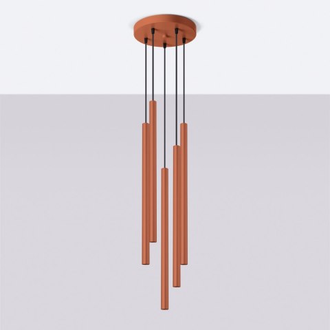Sollux Lighting Lampa wisząca PASTELO 5P ochra czerwona