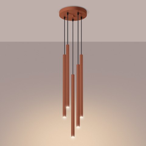 Sollux Lighting Lampa wisząca PASTELO 5P ochra czerwona