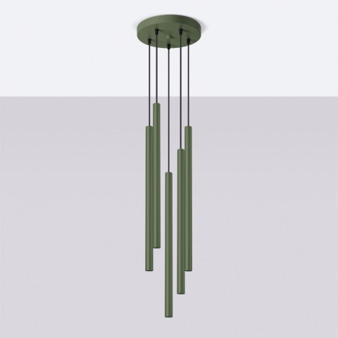 Sollux Lighting Lampa wisząca PASTELO 5P zielona oliwka