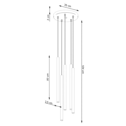 Sollux Lighting Lampa wisząca PASTELO 5P zielona oliwka