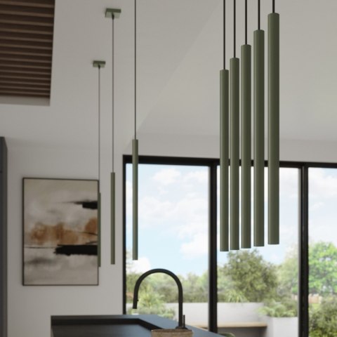 Sollux Lighting Lampa wisząca PASTELO 5P zielona oliwka