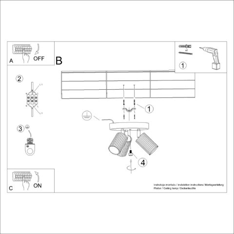 Sollux Lighting Plafon KARBON 3P biały