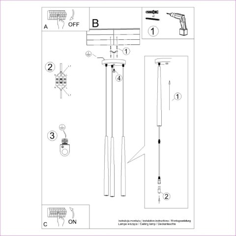 Sollux Lighting Lampa wisząca BLISS 3P czarna