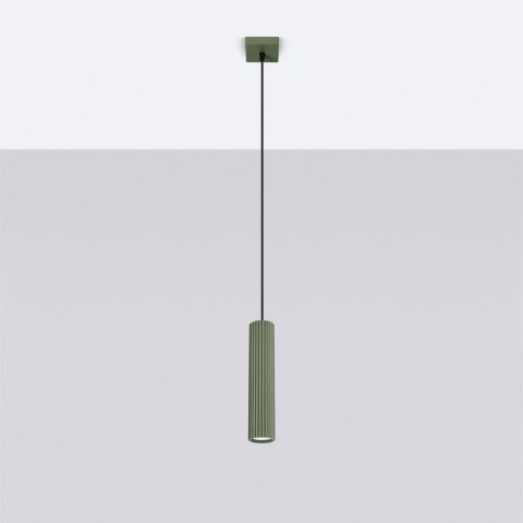Sollux Lighting Lampa wisząca KARBON 1 zielony oliwkowy