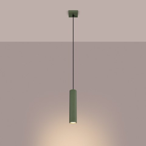 Sollux Lighting Lampa wisząca KARBON 1 zielony oliwkowy