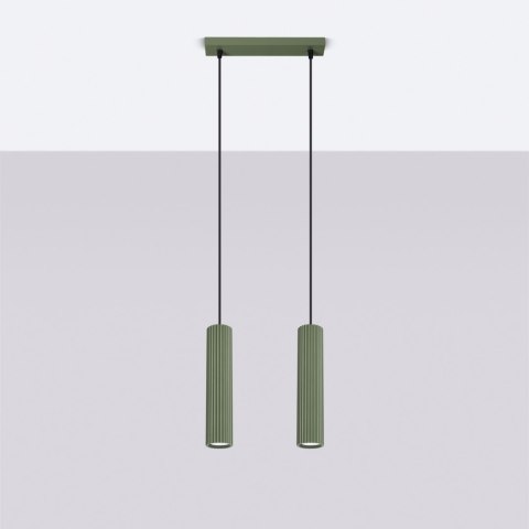 Sollux Lighting Lampa wisząca KARBON 2 zielona oliwka