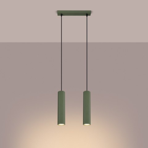 Sollux Lighting Lampa wisząca KARBON 2 zielona oliwka