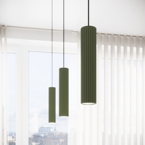 Sollux Lighting Lampa wisząca KARBON 2 zielona oliwka