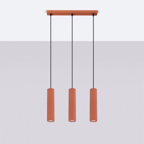 Sollux Lighting Lampa wisząca KARBON 3L ochra czerwona