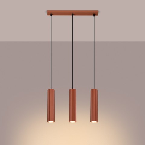Sollux Lighting Lampa wisząca KARBON 3L ochra czerwona