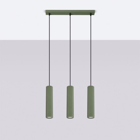 Sollux Lighting Lampa wisząca KARBON 3L zielona oliwka