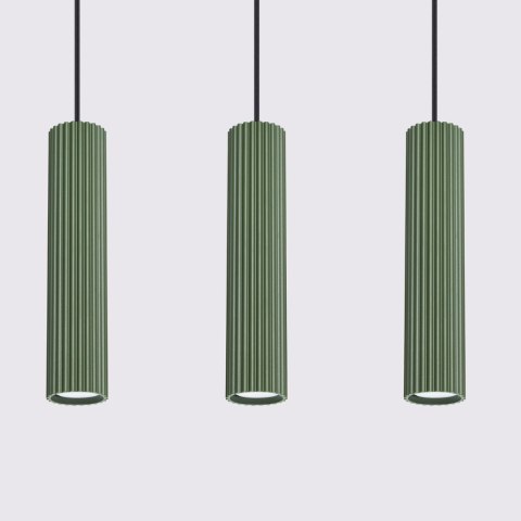 Sollux Lighting Lampa wisząca KARBON 3L zielona oliwka
