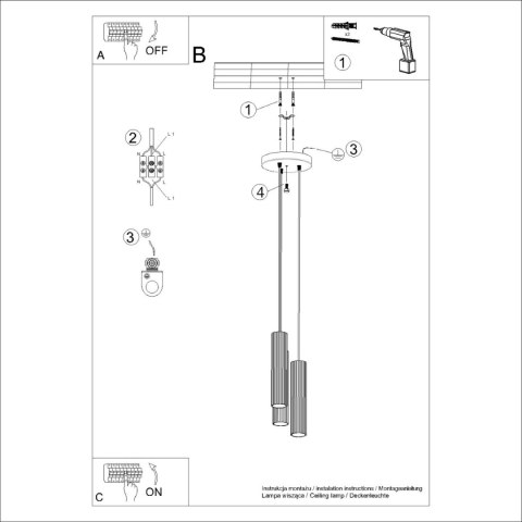 Sollux Lighting Lampa wisząca KARBON 3P beżowy