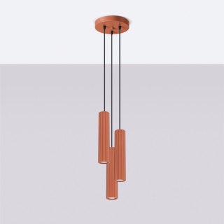 Sollux Lighting Lampa wisząca KARBON 3P ochra czerwona