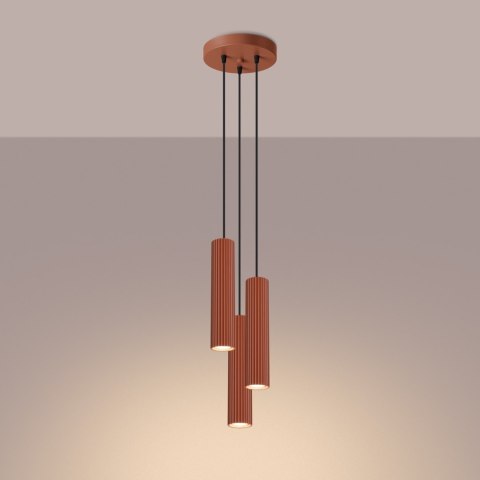 Sollux Lighting Lampa wisząca KARBON 3P ochra czerwona