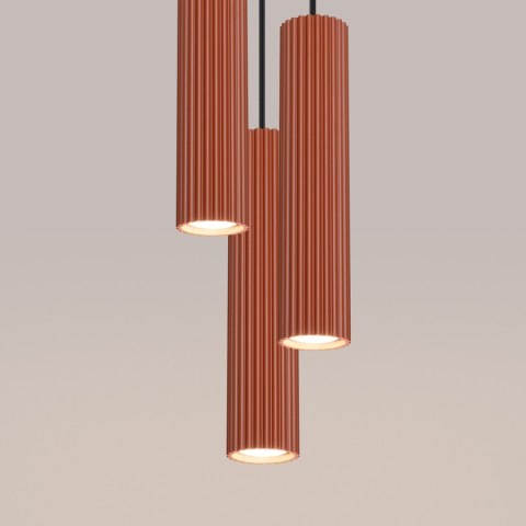 Sollux Lighting Lampa wisząca KARBON 3P ochra czerwona