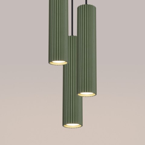 Sollux Lighting Lampa wisząca KARBON 3P zielona oliwka
