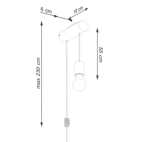 Sollux Lighting Kinkiet NIMBI E27 z włącznikiem