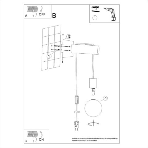 Sollux Lighting Kinkiet NIMBI G9 z włącznikiem