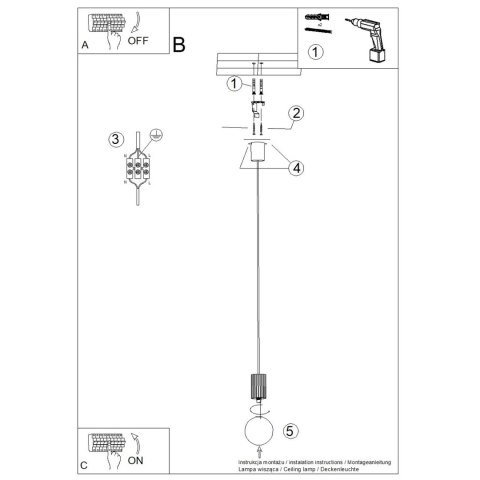 Sollux Lighting Lampa wisząca HALO 1 czarna