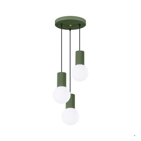 Sollux Lighting Lampa wisząca HALO 3P zielona oliwka