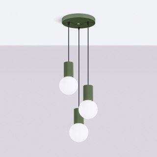 Sollux Lighting Lampa wisząca HALO 3P zielona oliwka