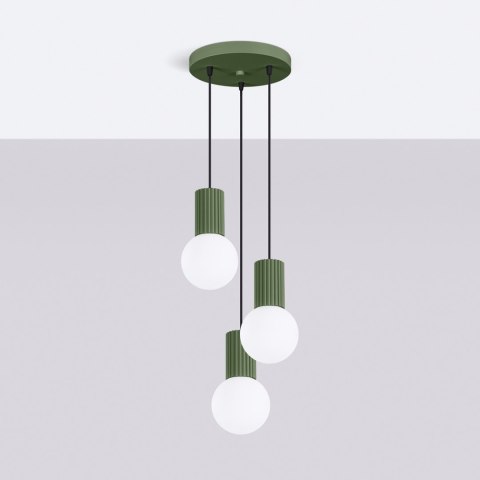 Sollux Lighting Lampa wisząca HALO 3P zielona oliwka