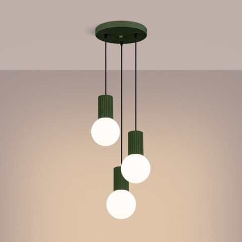 Sollux Lighting Lampa wisząca HALO 3P zielona oliwka